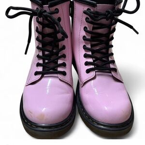 Dr Martens 1460s Air Walks -Kids Pale Pink Patent Leather Lace Up Boots Sz US 3